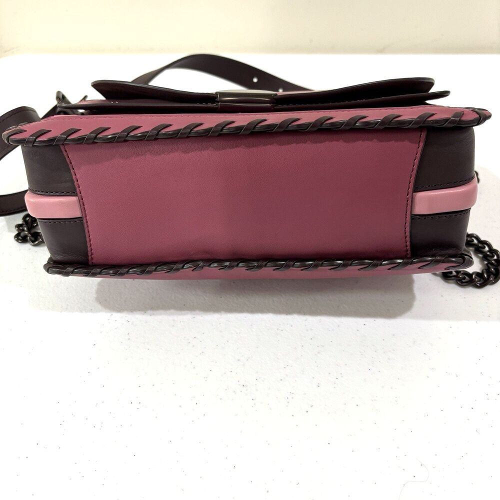 COACH Dreamer Shoulder Bag Pink Colorblock Whipstitch Leather Metal Crossbody - Picture 8 of 12